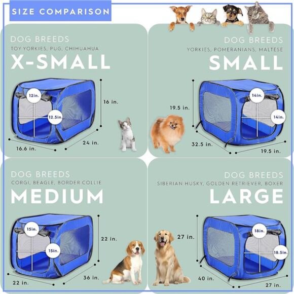 Pop Up Kennel, Portable, Collapsible,Pet,Cat and Dog Crate, 32.5"Lx19.5"Wx19.5"H - Picture 4 of 7